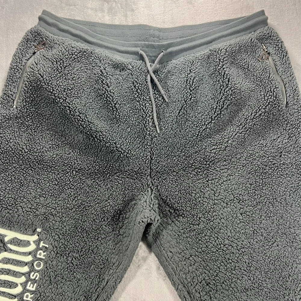 DISNEY Disneyland Resort Joggers Mens XXL Gray Sherpa Fleece Pants Cozy Fuzzy